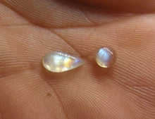 Load image into Gallery viewer, Rainbow Moonstone Cabochon Round 0.51ct and Pear 1.09 ct