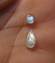 Load image into Gallery viewer, Rainbow Moonstone Cabochon Round 0.51ct and Pear 1.09 ct