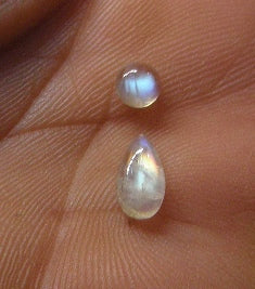Rainbow Moonstone Cabochon Round 0.51ct and Pear 1.09 ct