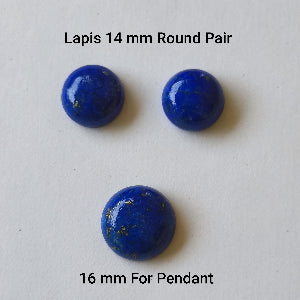 Lapis Cabochon Ear Stud and Pendant