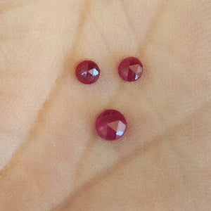Natural Ruby Rose Cut Natural - Unheated Untreated 3.4 mm Pair & 4.3 mm Round