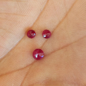 Natural Ruby Rose Cut Natural - Unheated Untreated 3.4 mm Pair & 4.3 mm Round